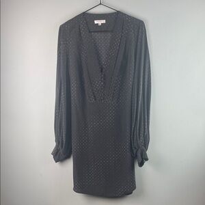 Equipment Femme Long-Sleeve V-Neck Silk Dress Size M